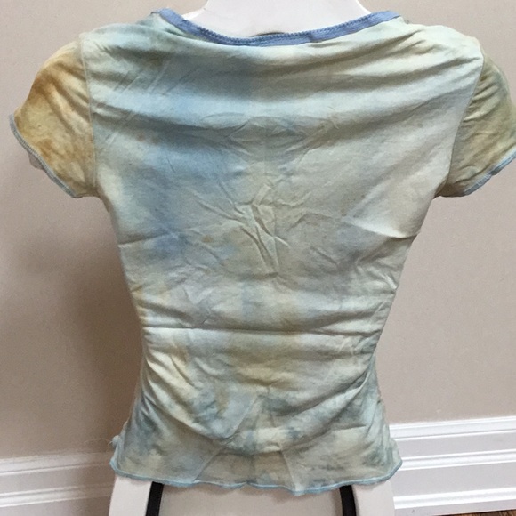 Beige and Blue Sparkly V-neck Top - Picture 8 of 9